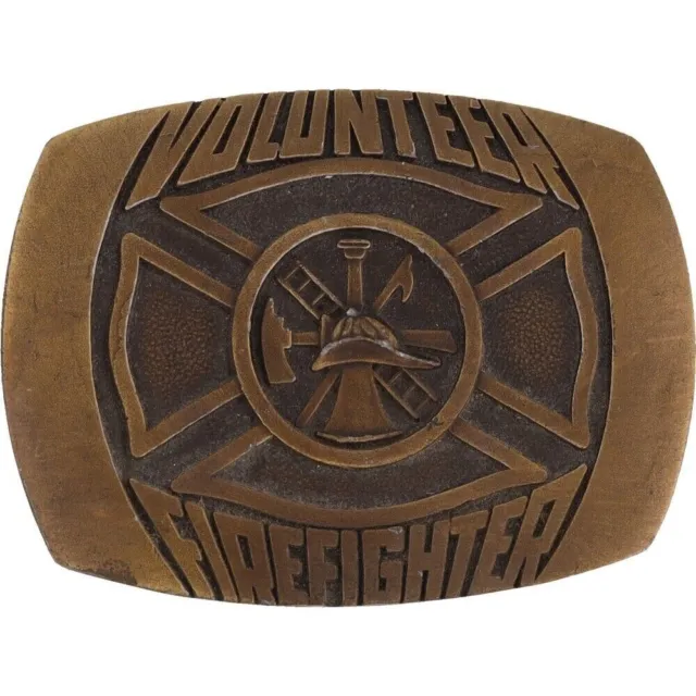 Fire Fighter Firefighter Fireman Dept Volunteer Logo 1980s Vintage Belt Buckle