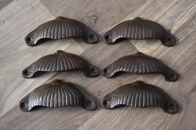 Victorian cast iron Cup cabinet drawer door knobs handles pull rustic 6 pcs