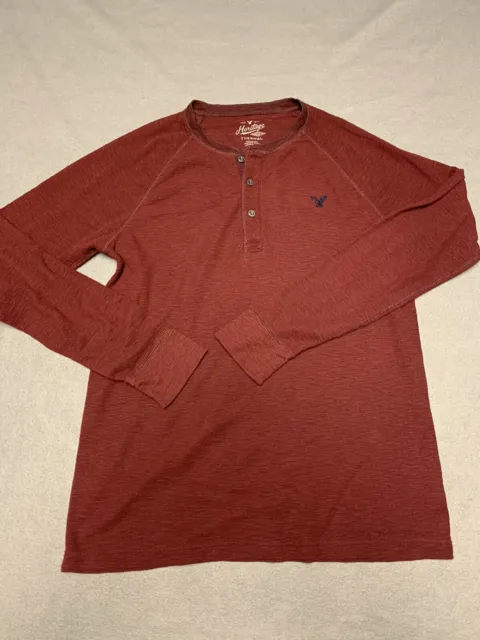 American Eagle outfitters thermal Henley shirt men’s large maroon Casual