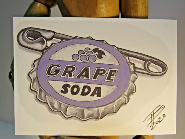 UP Grape Soda Pin ACEO Print Card By Artist Phil Born watercolor Disney Pixar