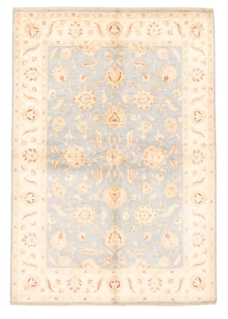 Traditional Hand-Knotted Bordered Carpet 5'5" x 7'9" Wool Area Rug
