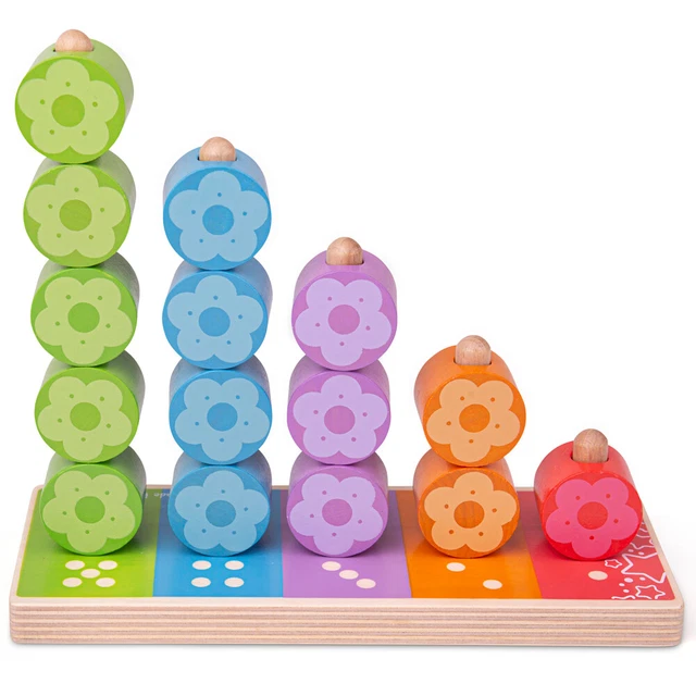 Bigjigs Toys First Wooden Flower Stacking Stacker Tower Educational