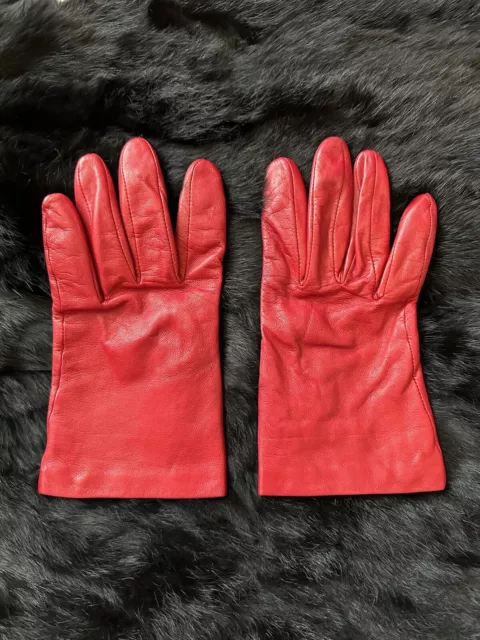 Red Leather Gloves Size 7.5/8