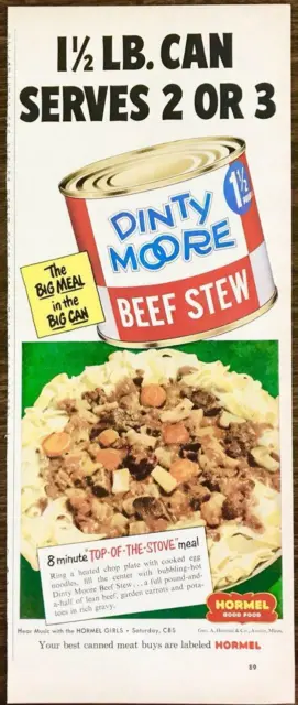 1952 Dinty Moore Beef Stew PRINT AD The Big Meal in the Big Can