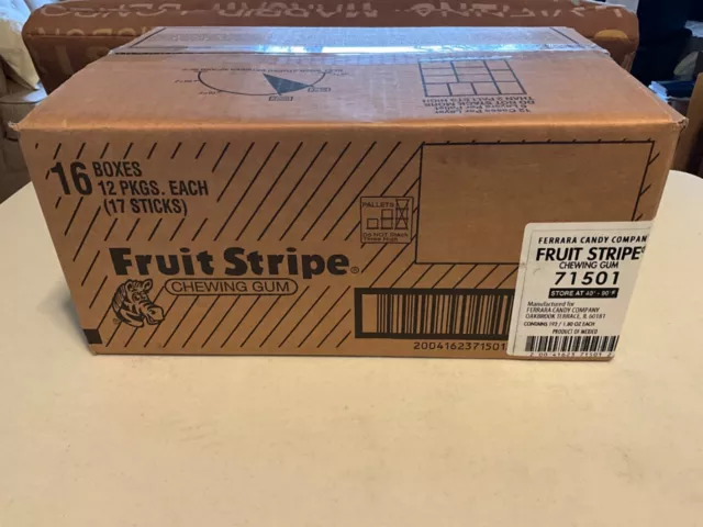 Fruit Stripe Gum sealed case 16 boxes Discontinued Collectible Non-Consumable