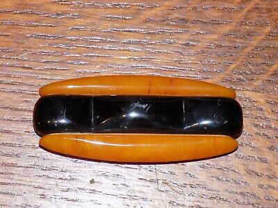 Vintage Two Tone Brown and Butterscotch Catalin Bakelite Plastic Pin