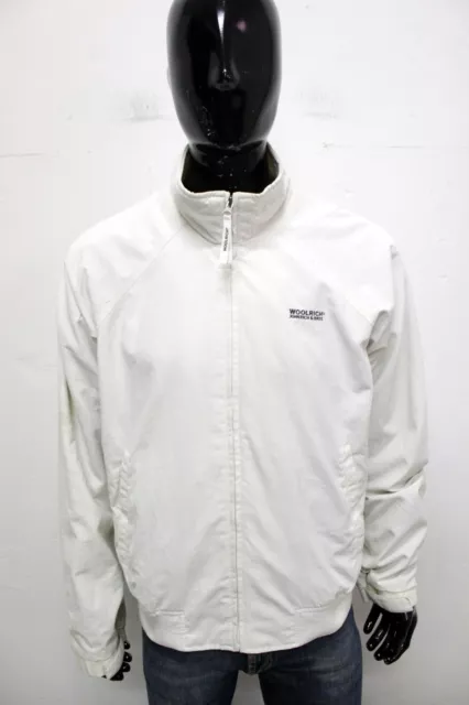 Woolrich Giubbotto Uomo Taglia XL Giacca Giubbino Bianco Jacket Coat Logo Man