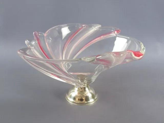 Pot Centre de Table Verre Murano À Fleur Base Argent 925 Vintage Ans ‘80