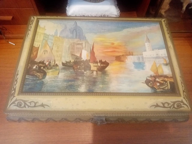 Boîte à Gâteaux En Tôle Litho 1900 – Promenade En Barque – France