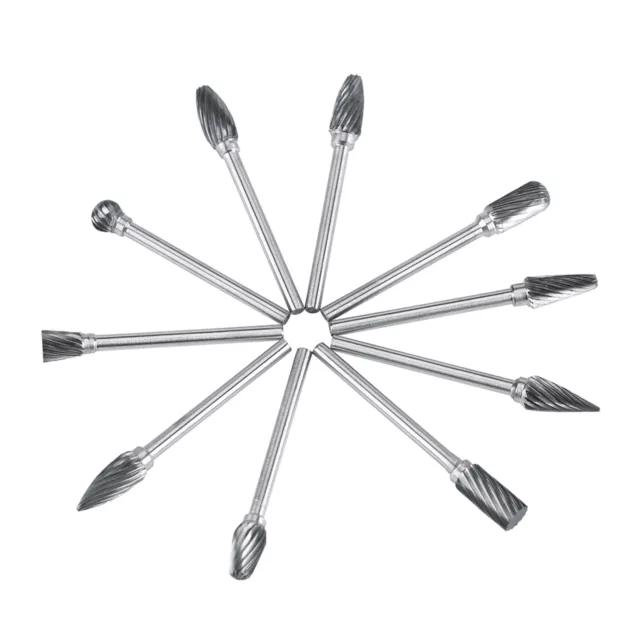 10X Tungsten Carbide Steel Files Burr Set 3mm Shank 6mm Cutting ID