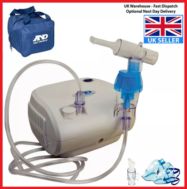 A&D Medical Compact Compressor Atomizer UN-014-UK Model. inc Case, Accessories