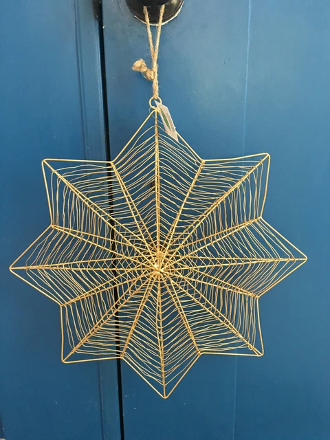 Metal Star Hanging Wall Decor Indoor Outdoor Christmas Whimsical Ornament 10”