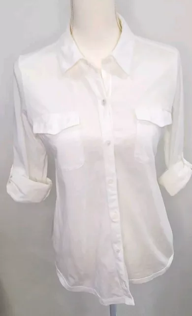 Eileen Fisher Organic White Cotton Shirt Size  PM