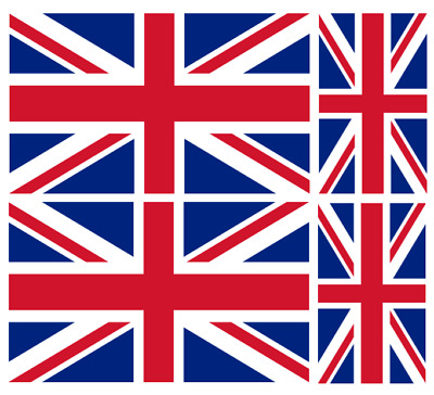 4 x Union Jack / British Flag Stickers for Car Van iPad Laptop Self Adhesive