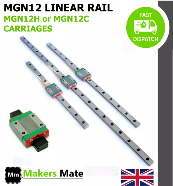 MGN12 LINEAR RAIL BEARING GUIDE SLIDE CARRIAGES BLOCK MGN12C or MGN12H ...