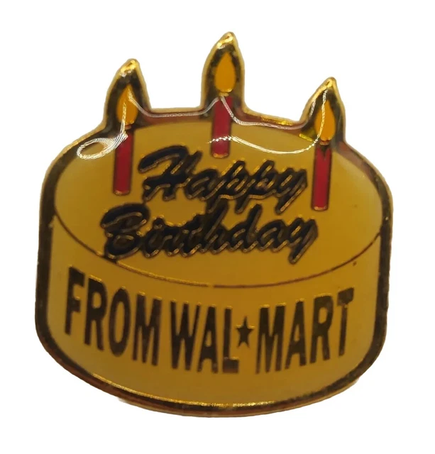 WALMART EMPLOYEE PIN Happy Birthday Cake Lapel 1 Inch Associate candles