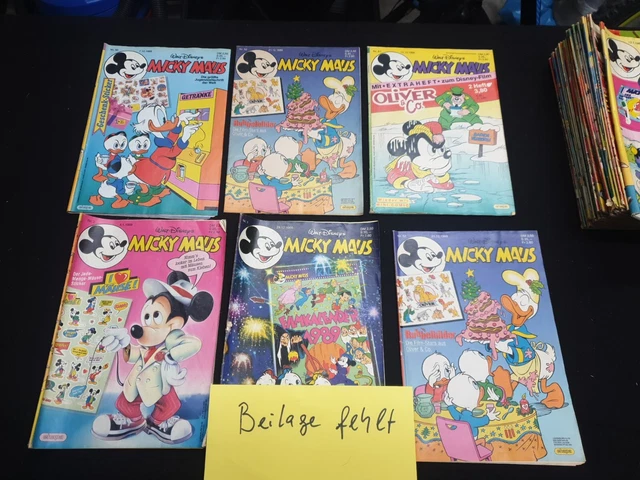 58 Micky Maus Hefte Sammlung / Konvolut Jahrgang 1988 / 2 Hefte mit Beilage