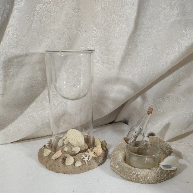 Yankee Candle Tealight Holders - Tall Cylinder & Small Holder - The Sea Shore