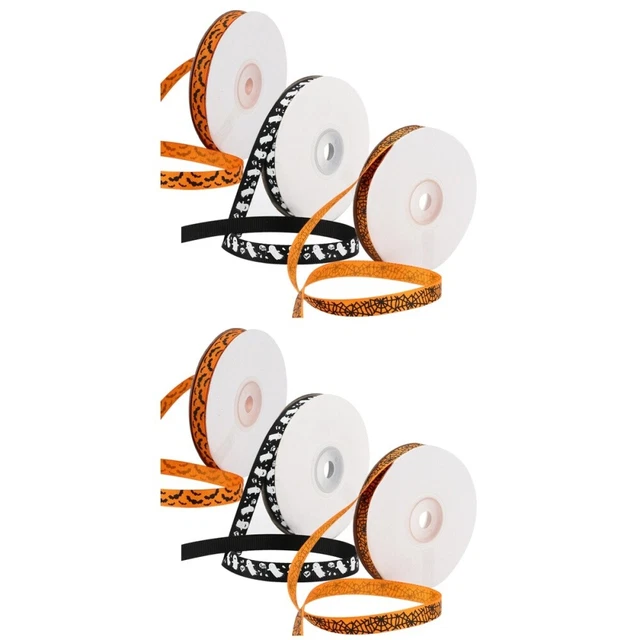 6 Rolls Polyester Halloween Webbing Present Ribbon Flower Bouquets