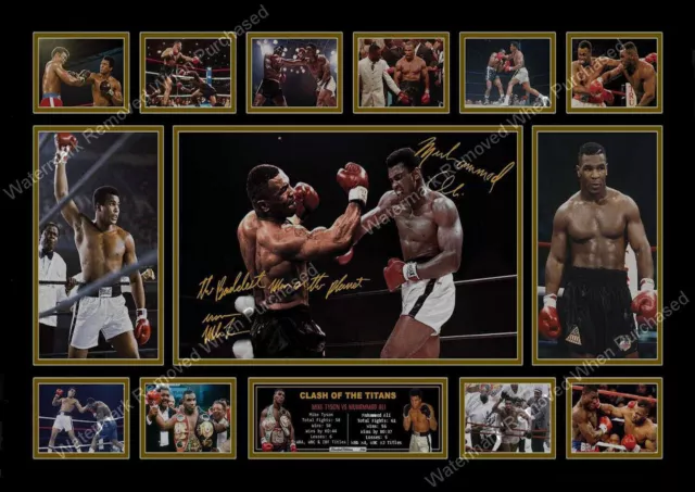 Mike Tyson & Muhammad Ali Boxing Legends Signed A4 Photo Print Memorabilia