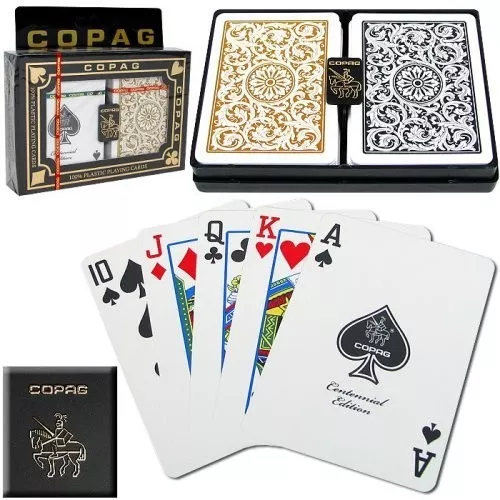 Copag Poker Size Black Gold 1546 Regular Index  Playing Card Decks New