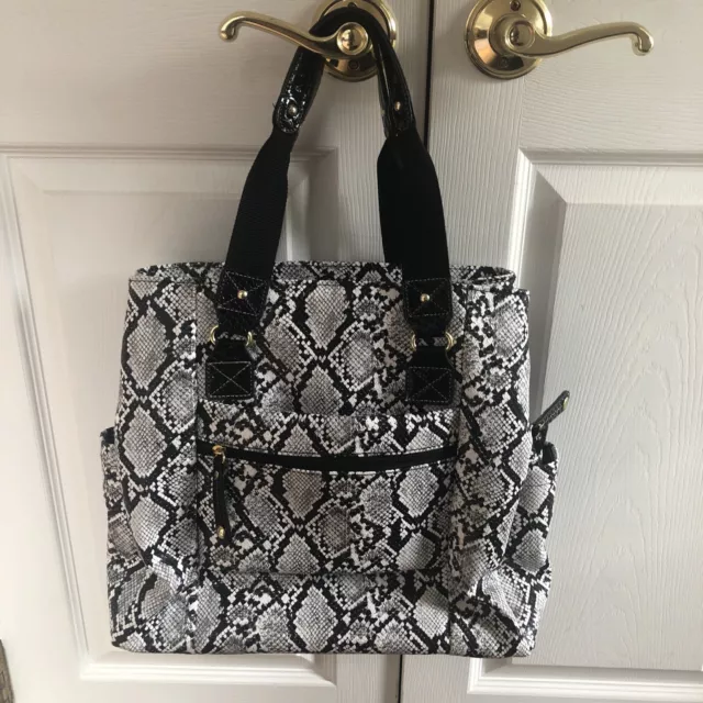 Samantha Brown Python Embossed Metro Tote Bag-White/Black-NWOT 3
