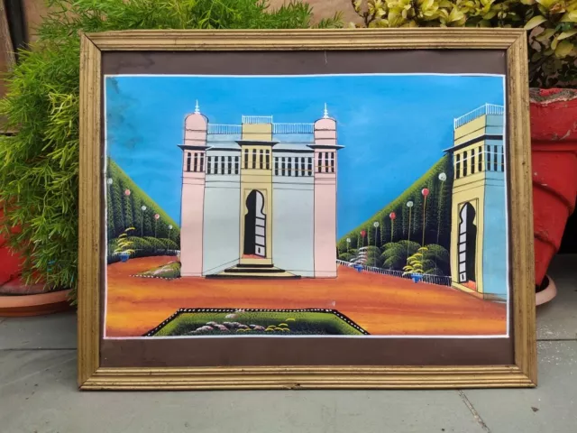 Beautiful Hand Painted Palace Acrylic Painting Wooden Framed Wall Hanging Decor