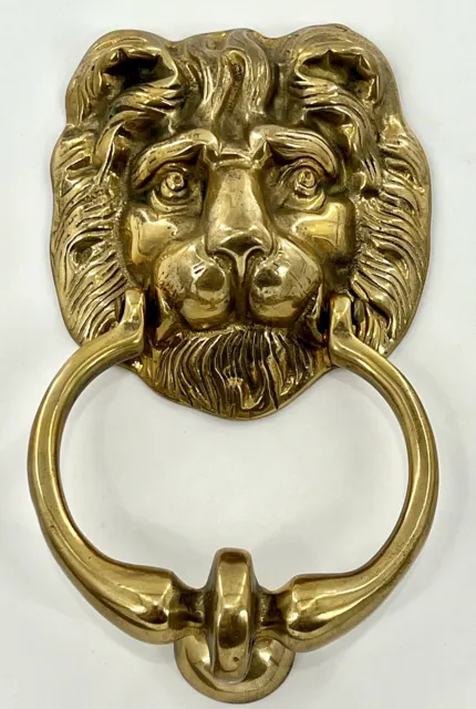 New Large Brass Architectural Lion Head Door Knocker & Hardware/MCM/ 7”L X 4”W