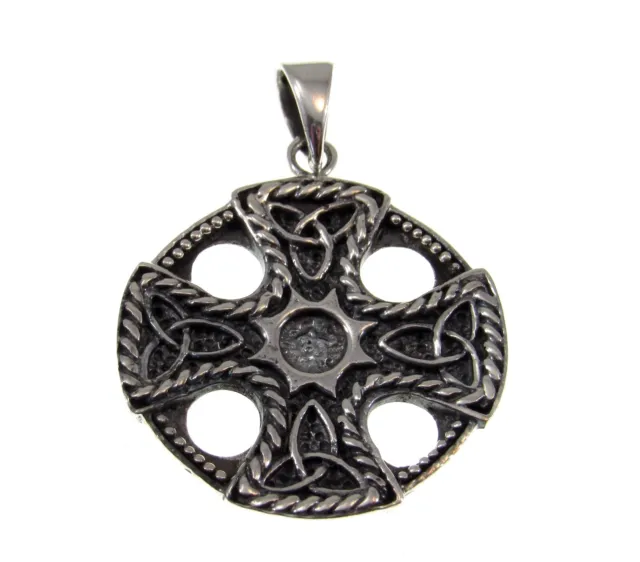 Handcrafted Solid 925 Sterling Silver Celtic Trinity Knot IRON CROSS Pendant