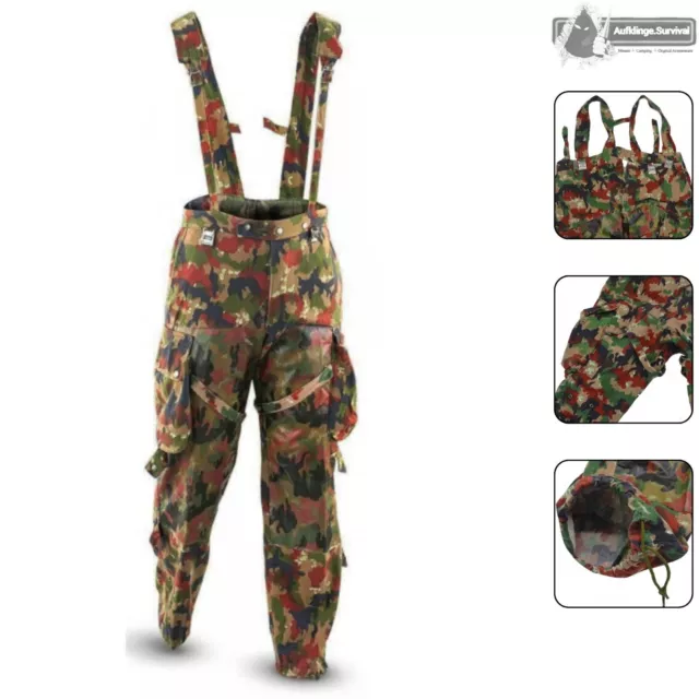 Schweizer CH Armee Hose Feldhose Cargohose M70 Alpentarn Latzhose m Hosenträger