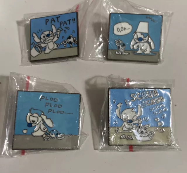 Disney STITCH COMIC STRIP Pin Lot . FREE STITCH LANYARD US SELLER!