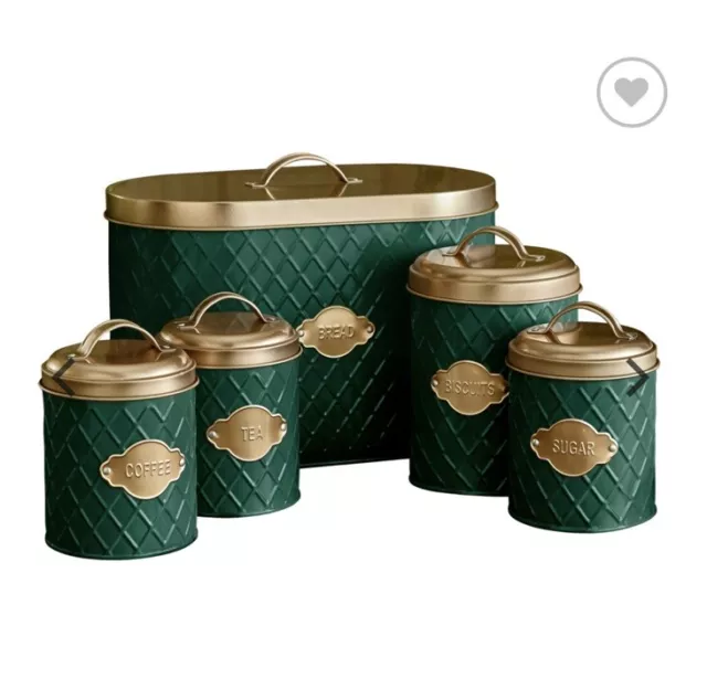 Neo Emerald Green Scandi 5 Piece Kitchen Canister Set