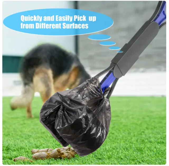 Long Handle Dog Cat Pet Pooper Scooper Poop Scoop Waste Jaw Grabber Dirt Pickup 3