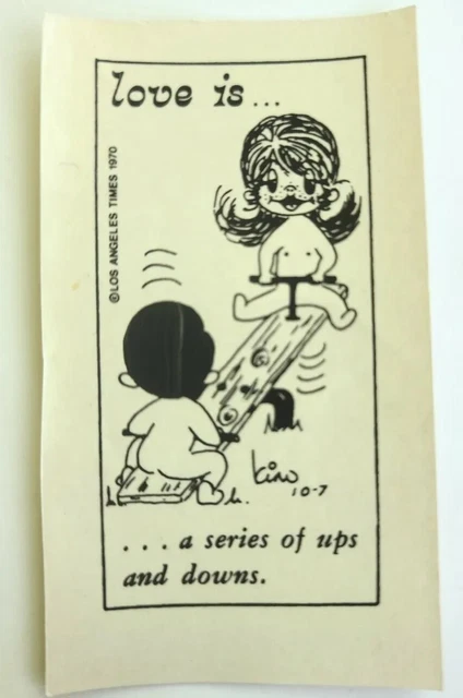 "Love is Kim Casali 1970 calcomanía transferencia una serie de altibajos de colección 1,75""x 3,5"