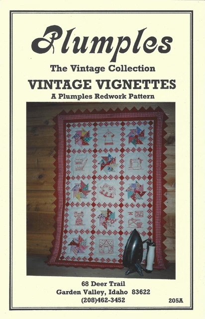 Viñetas Vintage - Patrón Bordado Redwork Por Plumples Patrón 205A 25 x 37