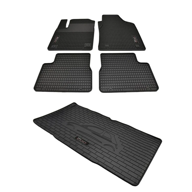 MP Logo Gummifußmatten Set passend für Fiat 500e + Fiat 500 C Elektro ab 2020 sw