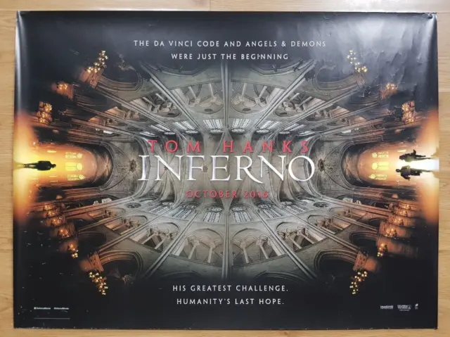 INFERNO (2016) Original Quad Cinema Poster TOM HANKS Da Vinci Code