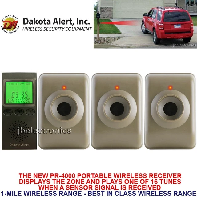 Dakota Alert Mtpr-4000 Wireless Motion Detector Security Alarm - 3 Sensors