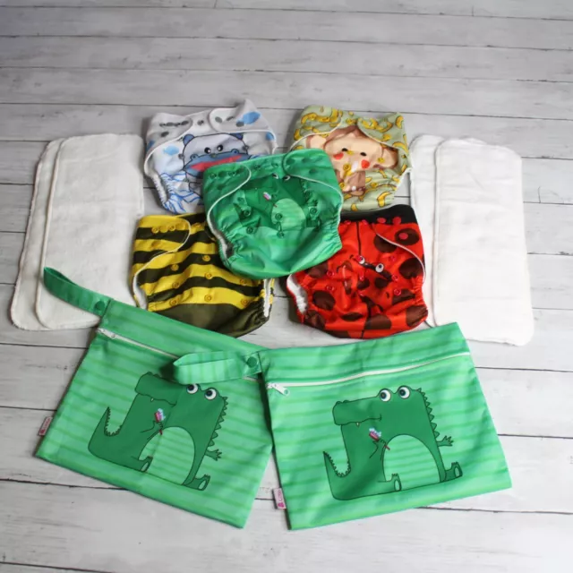 Lictin Baby Girl Boy Adjustable Cloth Diaper Covers Pocket Inserts Wet Bags Lot