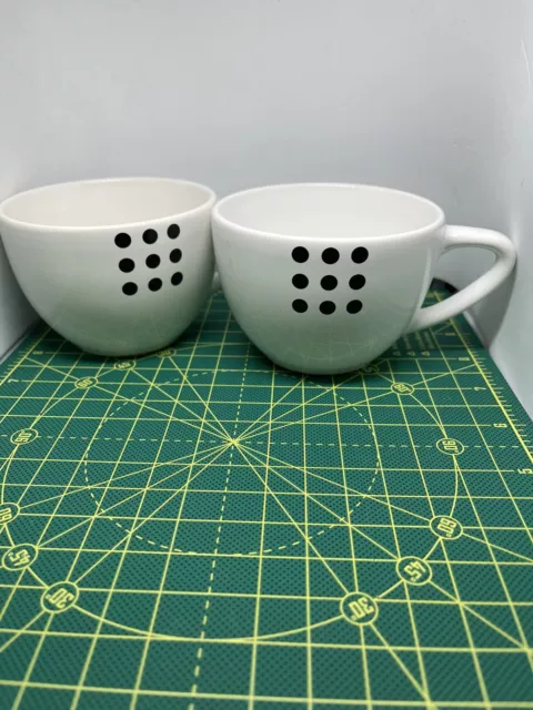 Set of 2 WAECHTERSBACH Freestyle Black & White Coffee Tea Cups Dots