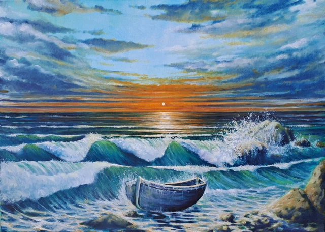 Marina di Giuseppe Aldi olio su tela 50x70