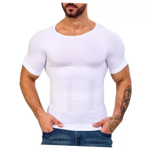 MENS COMPRESSION SHIRT Body Medium White Top 168 Strong Compression ...