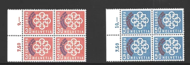 Switzerland, 1959 Europa SG608 - 9 blocks of four, MNH.  ref 240