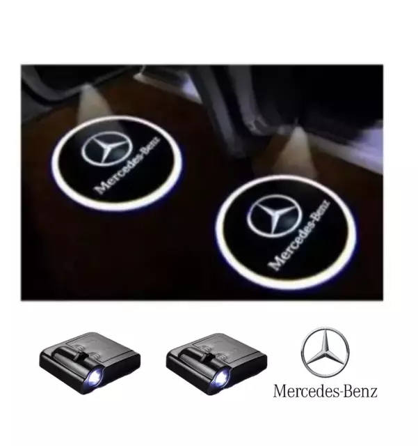 logo stemma MERCEDES BENZ Coppia luci di proiettori led logo auto sotto portiera