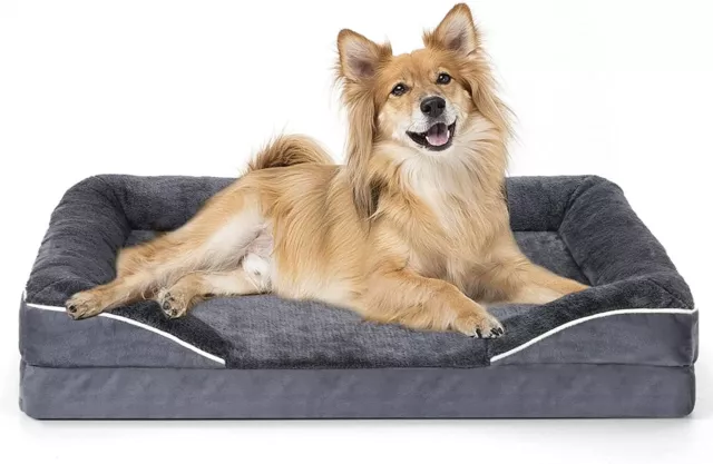 Dog Bed, Dog Beds for Large Dogs, Orthopedic Bolster Couch Pet Bed Size LARGE