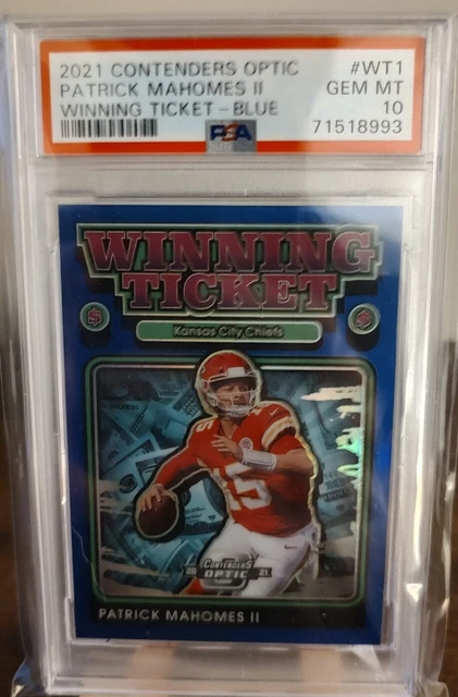 PATRICK MAHOMES SP /99 2021 Contenders Optic Winning Ticket Holo Blue PSA 10 GEM