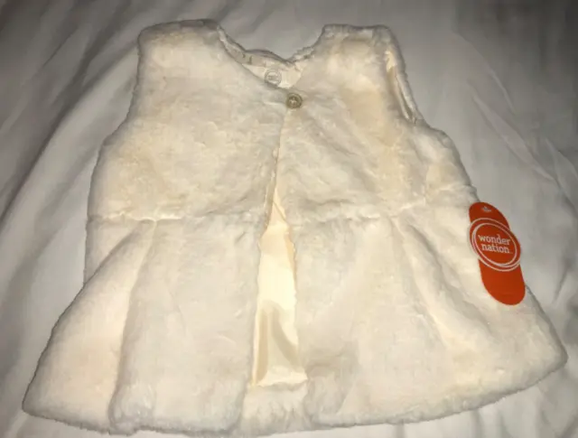 Faux Fur New Vest Ivory Sz 24M So Very Soft Like Rabbit Fur! Satin Lined Nwt