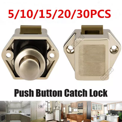 5-30x Push Button Drawer Cupboard Door Cabinet Catch Lock For Caravan Campervan