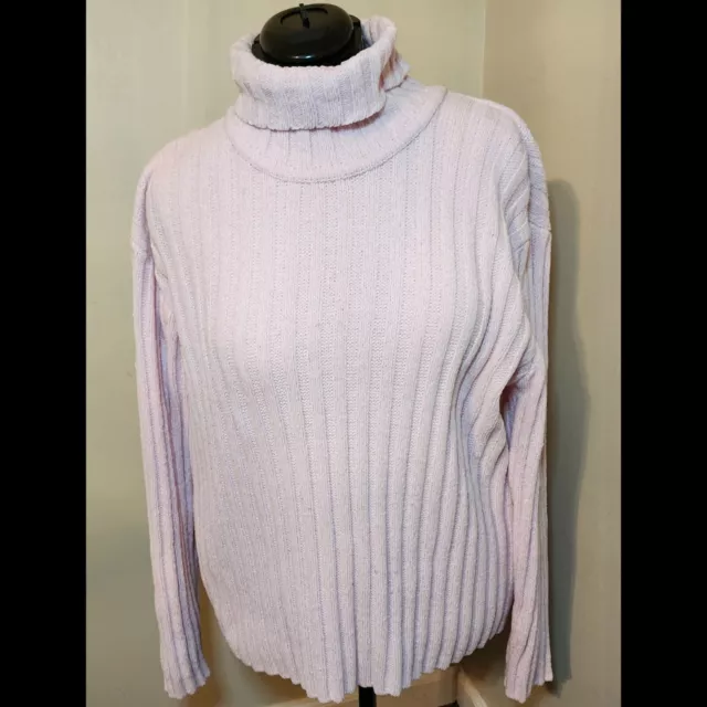 Style & Co Women’s Ribbed Sweater Turtleneck Pink Size XL Heavy Weight