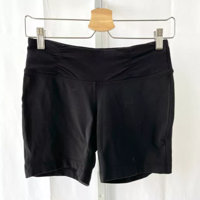 LUCY Activewear 6" Shorts Pull On Ruched Waist Stretch Nylon Black Size S